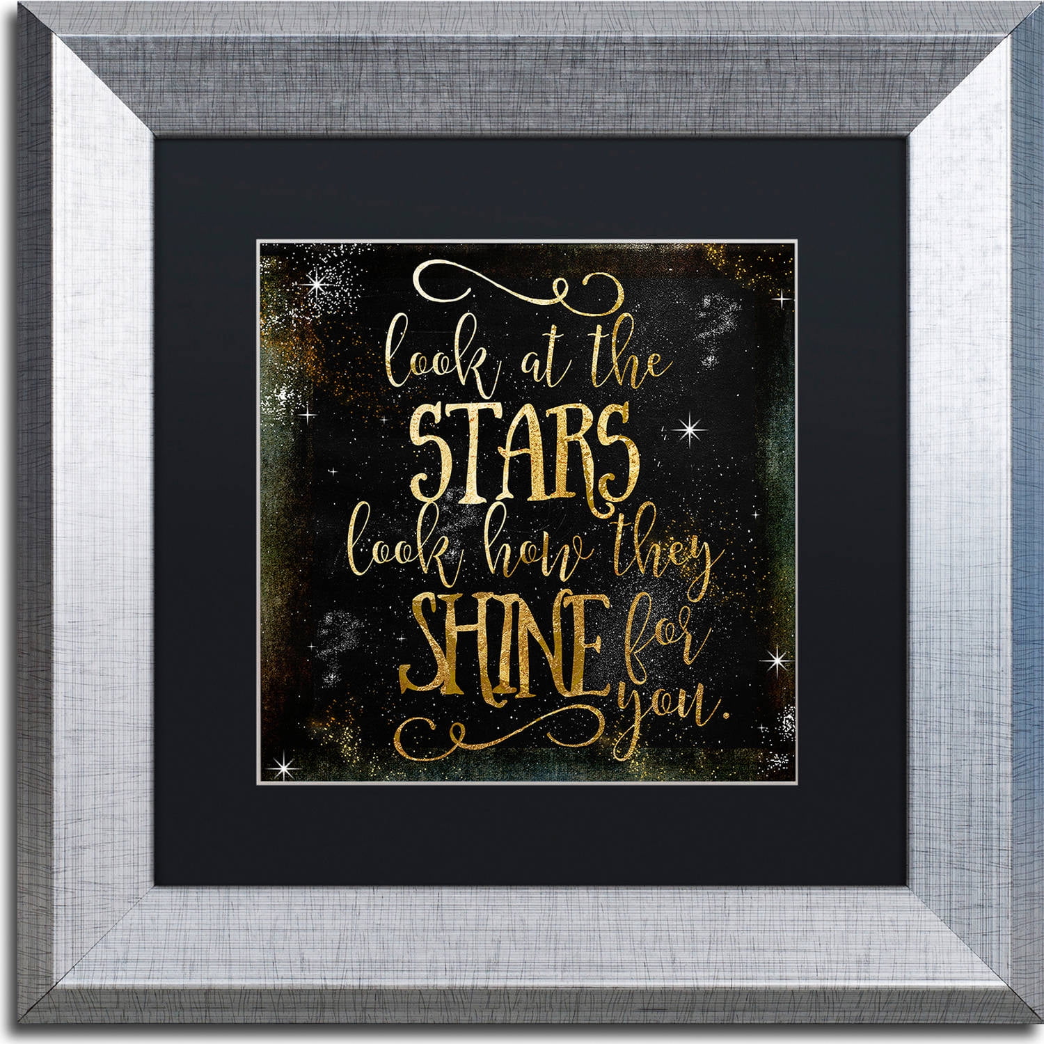 Trademark Fine Art "Moon and Back II" Canvas Art by Color Bakery, Black Matte, Silver Frame