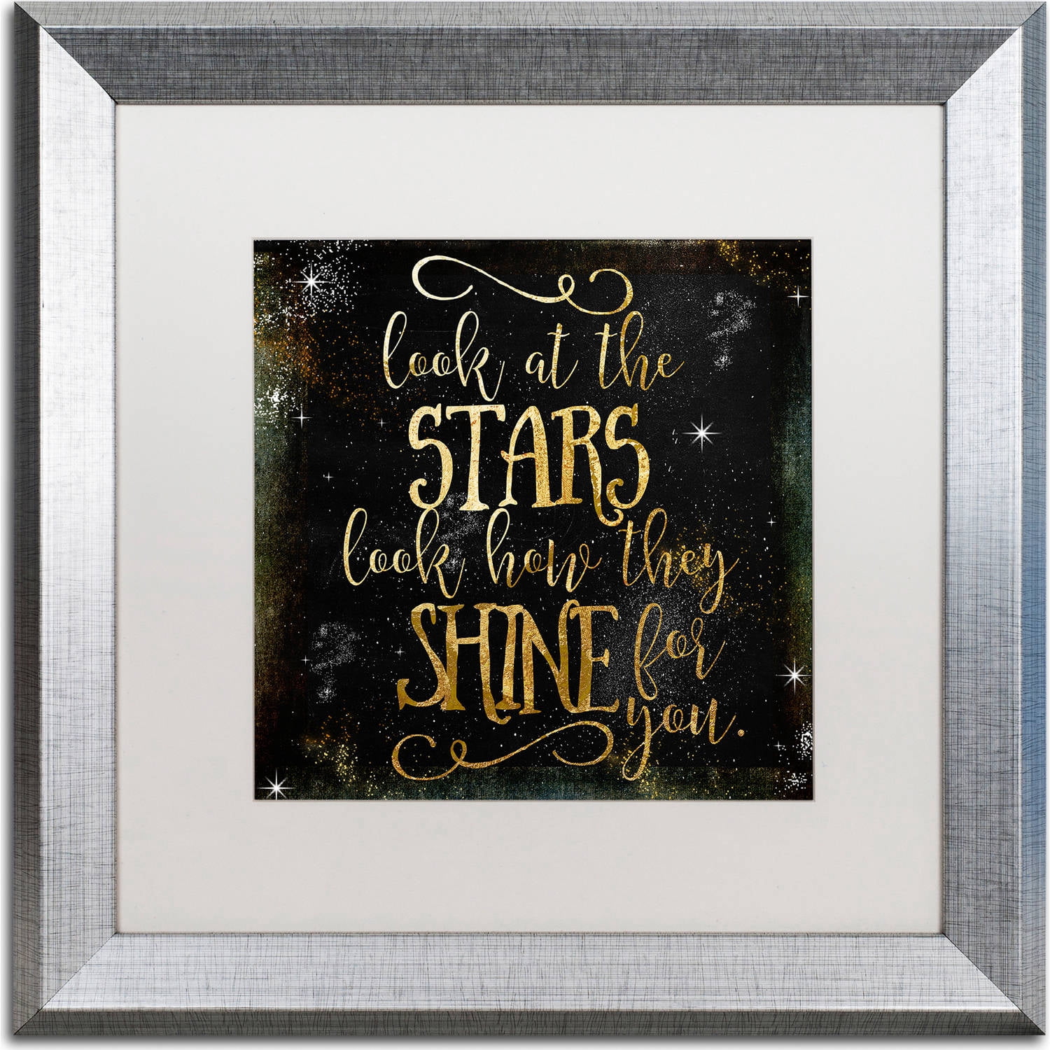 Trademark Fine Art "Moon and Back II" Canvas Art by Color Bakery, White Matte, Silver Frame