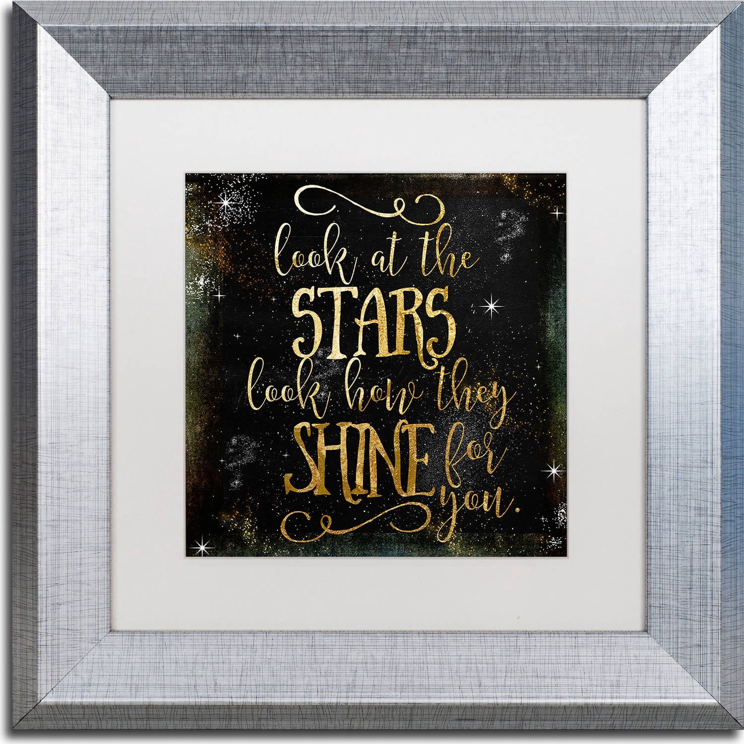 Trademark Fine Art "Moon and Back II" Canvas Art by Color Bakery, White Matte, Silver Frame