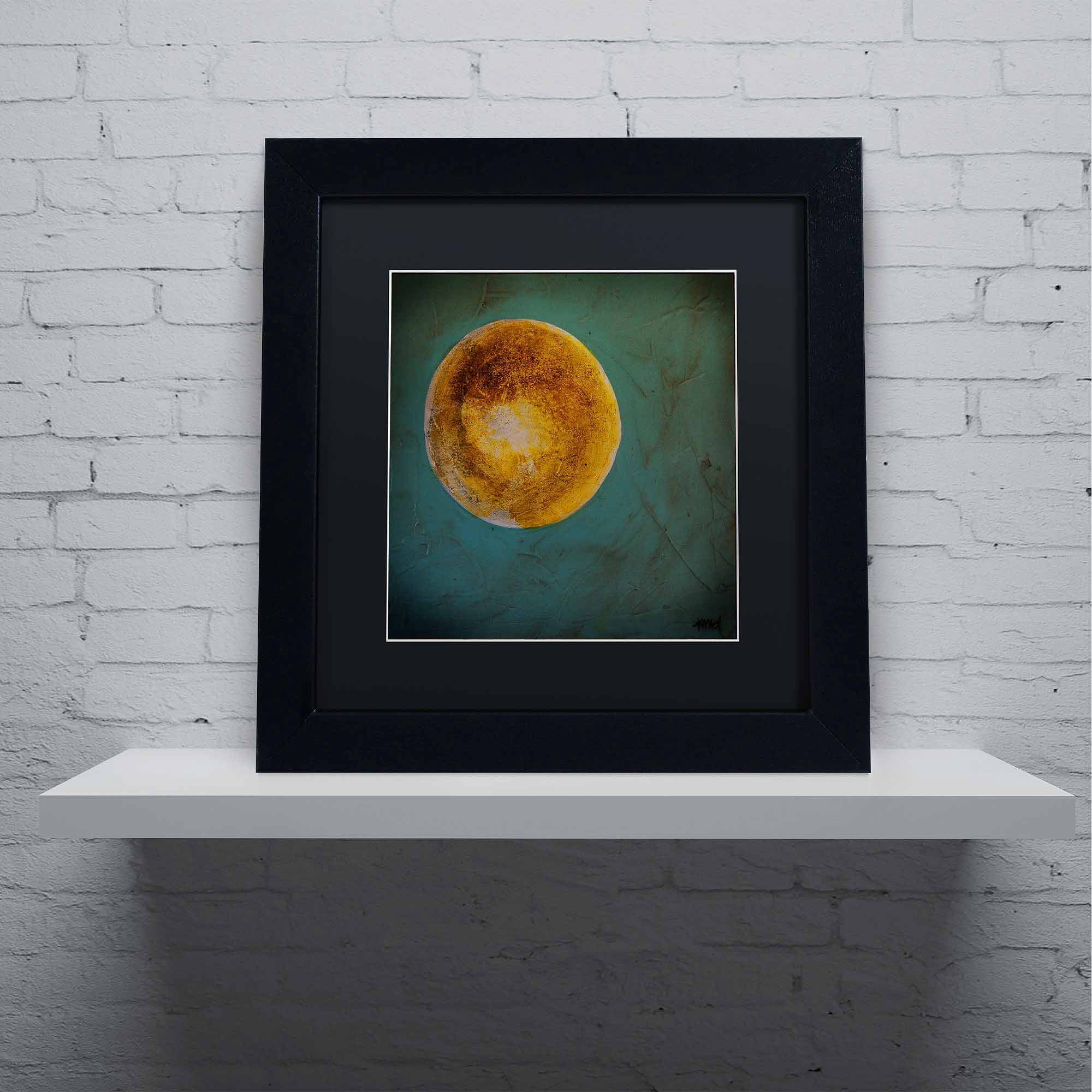 Trademark Fine Art "Moon on Blue" Canvas Art by Nicole Dietz, Black Matte, Black Frame