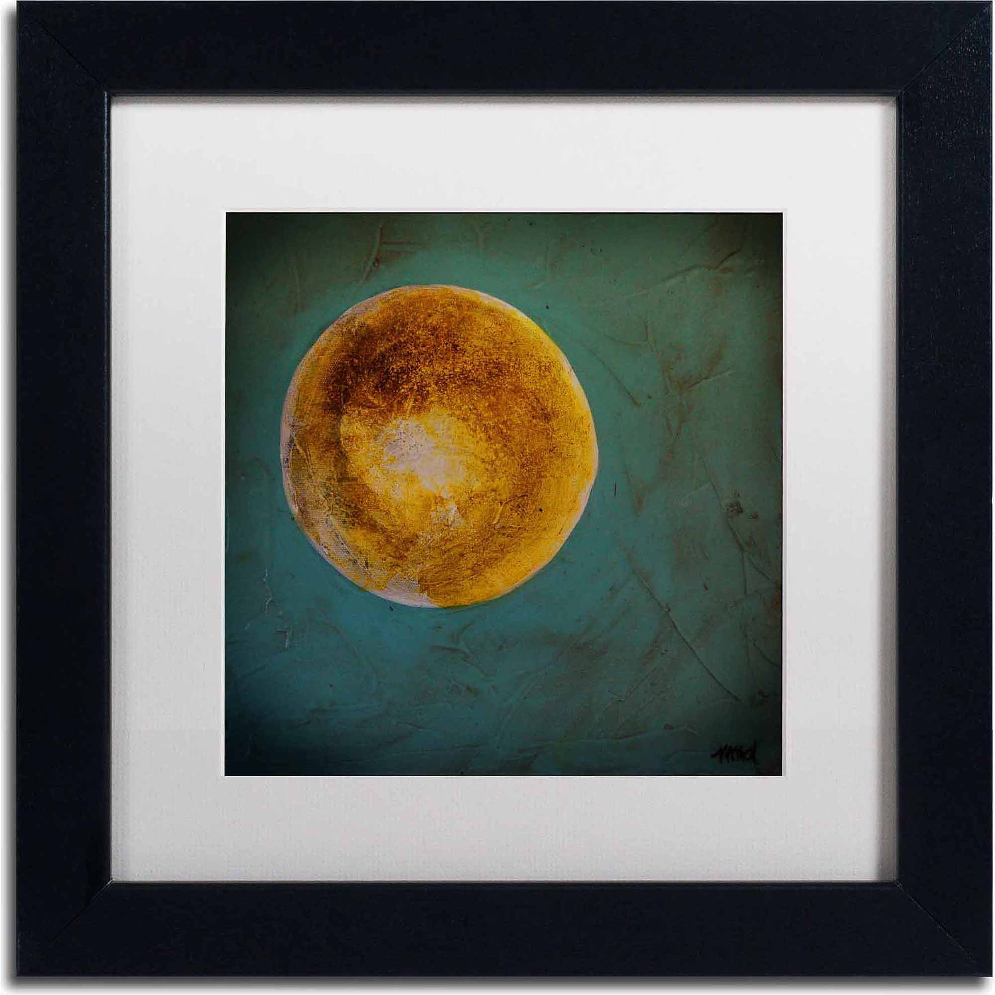 Moon on Blue Abstract Giclee Print with Black Frame