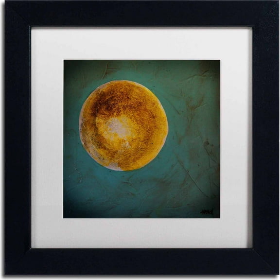 Trademark Fine Art "Moon on Blue" Canvas Art by Nicole Dietz, White Matte, Black Frame