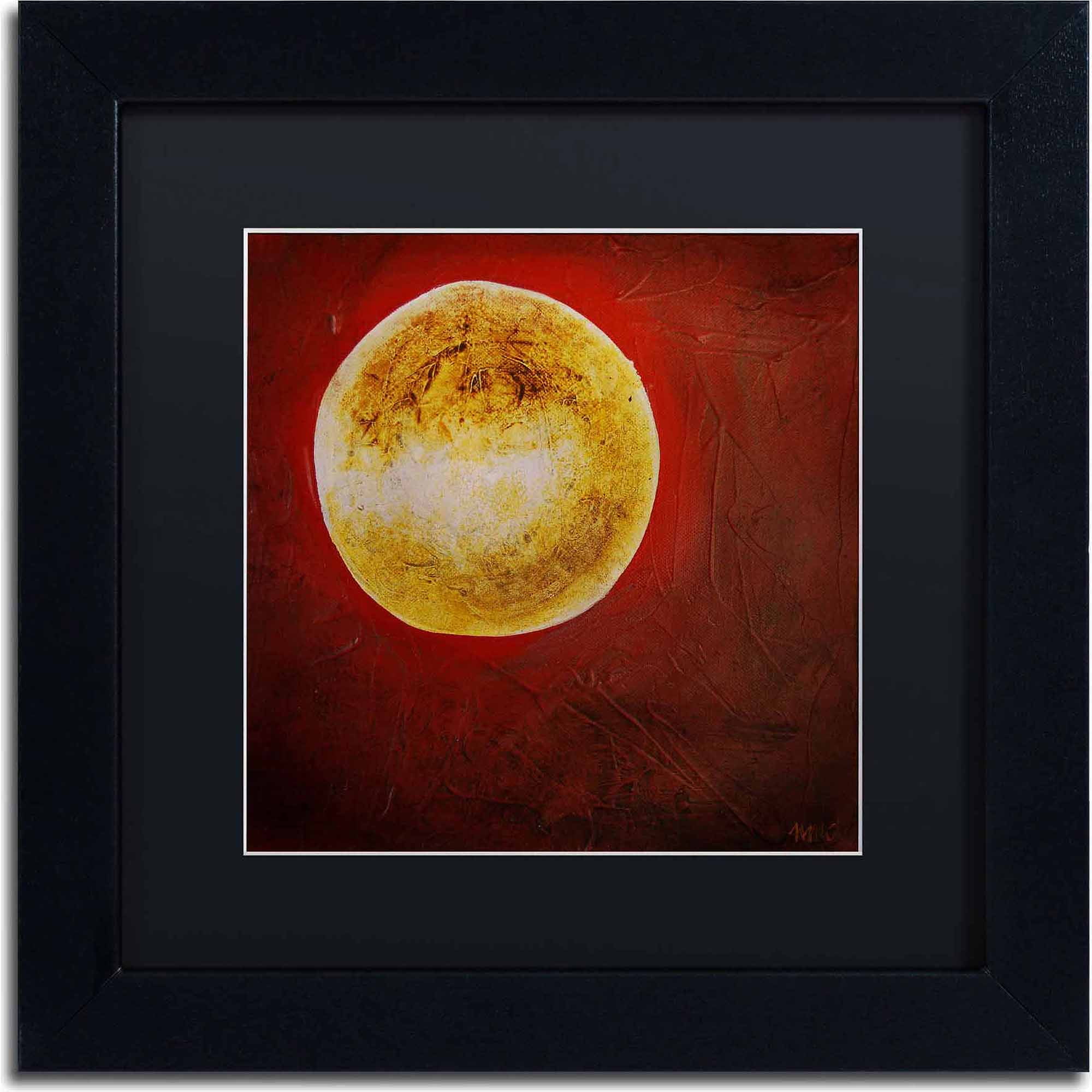 Trademark Fine Art "Moon on Red" Canvas Art by Nicole Dietz, Black Matte, Black Frame