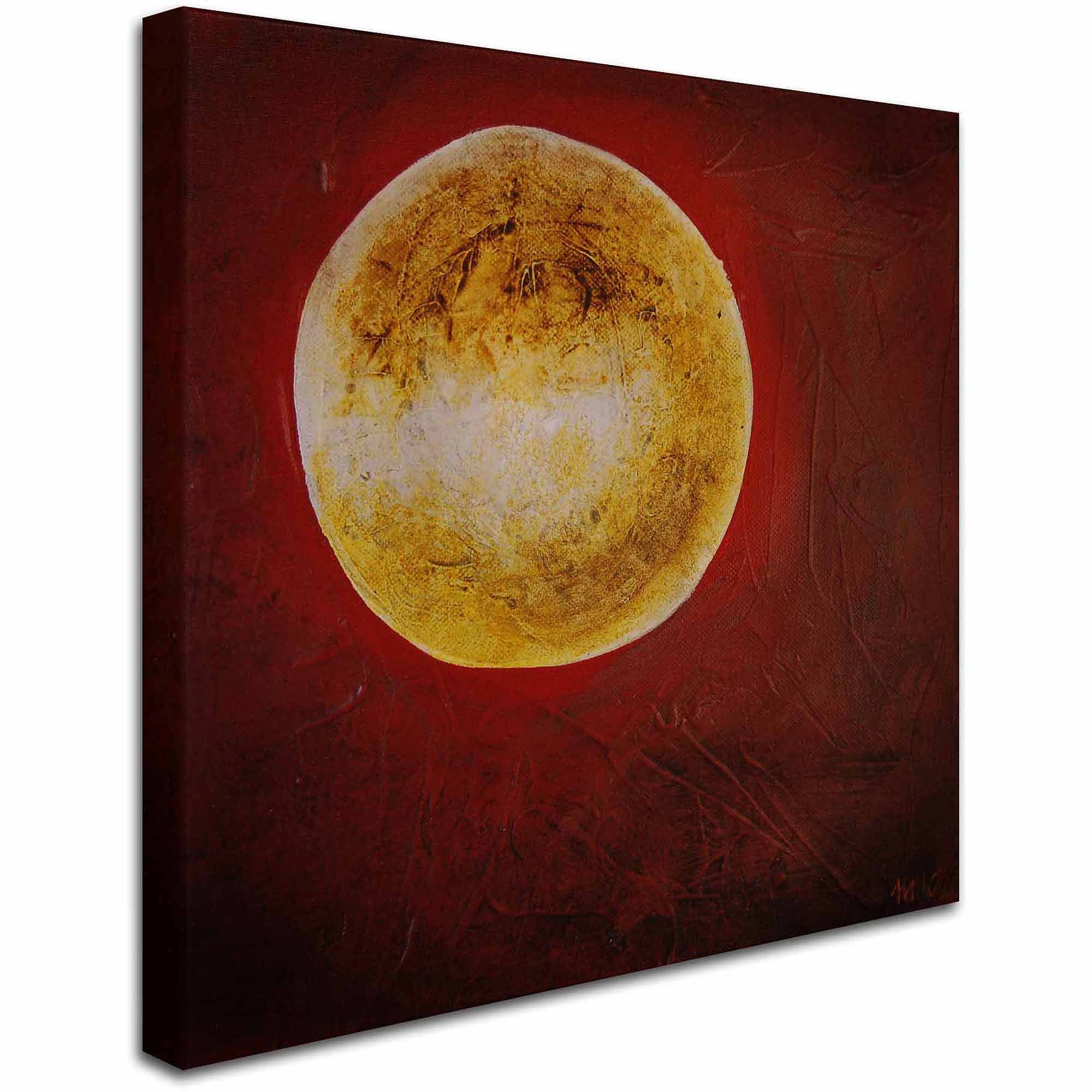 Red and Gold Abstract Square Canvas Art, 14" x 14"