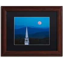 Trademark Fine Art "Moon over Vermont" Canvas Art by Michael Blanchette Photography Black Matte, Wood Frame
