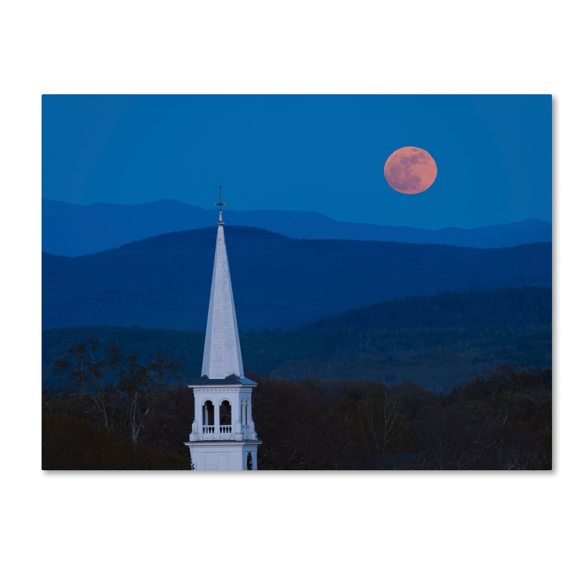 Trademark Fine Art "Moon over Vermont" Canvas Art by Michael Blanchette Photography