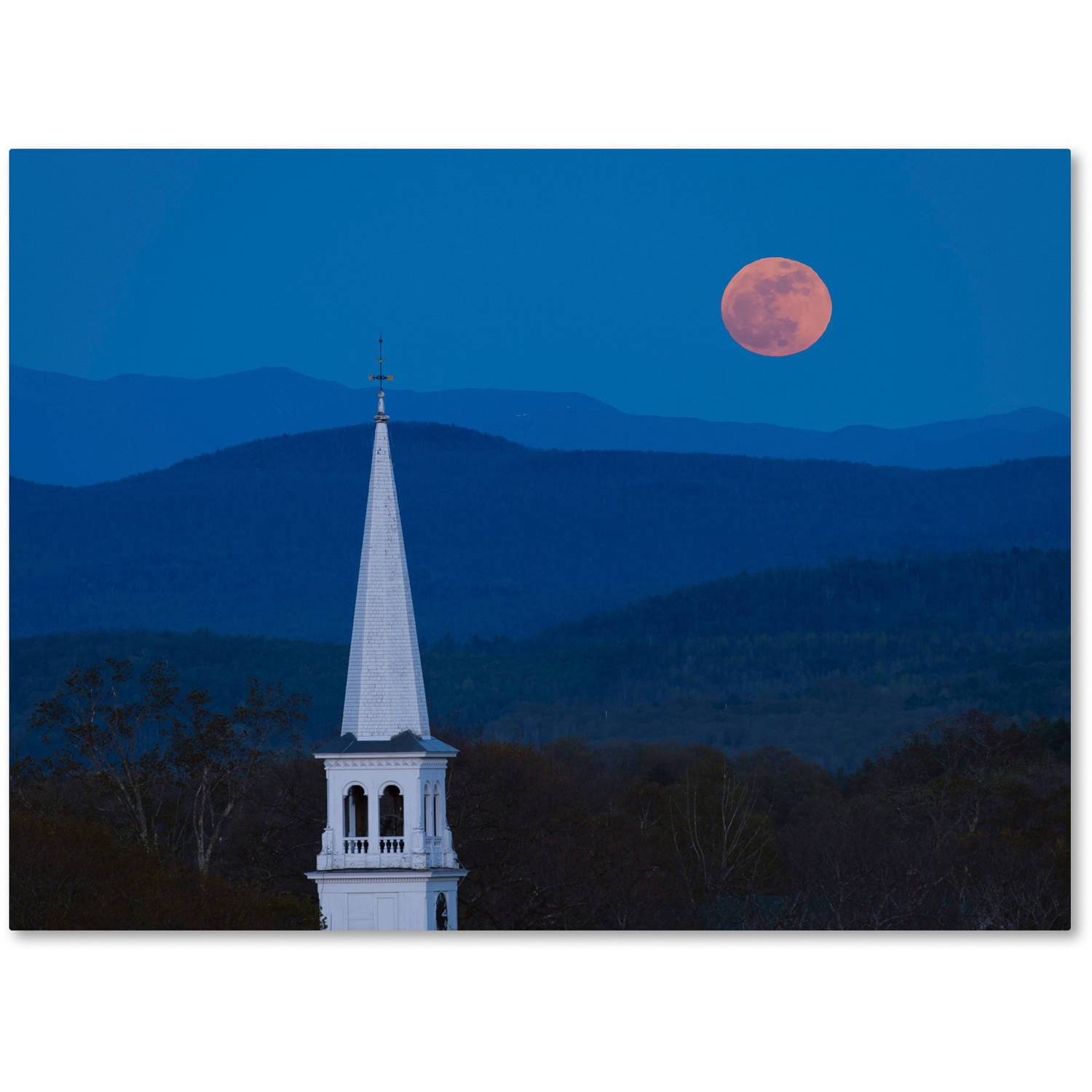 Trademark Fine Art "Moon over Vermont" Canvas Art by Michael Blanchette Photography