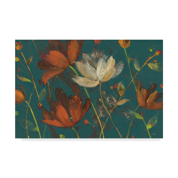 Trademark Fine Art 'Moonlight Garden I Spice on Teal' Canvas Art by Albena Hristova