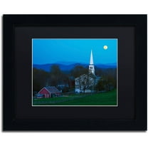 Trademark Fine Art "Moonrise at Peacham" Canvas Art by Michael Blanchette Photography Black Matte, Black Frame