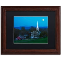 Trademark Fine Art "Moonrise at Peacham" Canvas Art by Michael Blanchette Photography Black Matte, Wood Frame