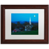 Trademark Fine Art "Moonrise at Peacham" Canvas Art by Michael Blanchette Photography White Matte, Wood Frame