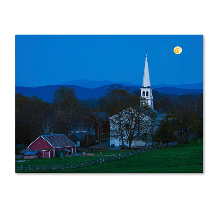 Trademark Fine Art "Moonrise at Peacham" Canvas Art by Michael Blanchette Photography