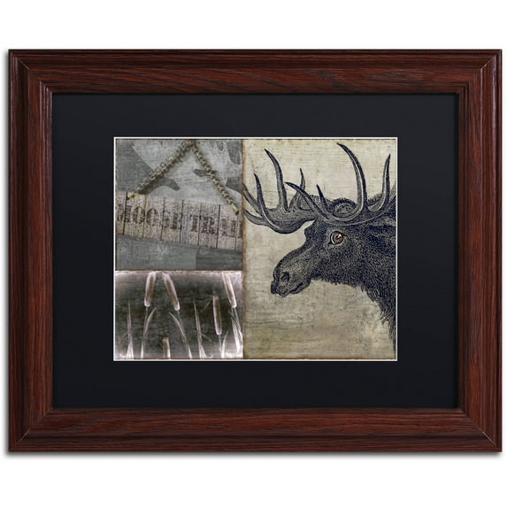 Trademark Fine Art "Moose" Canvas Art by Color Bakery Black Matte, Wood Frame