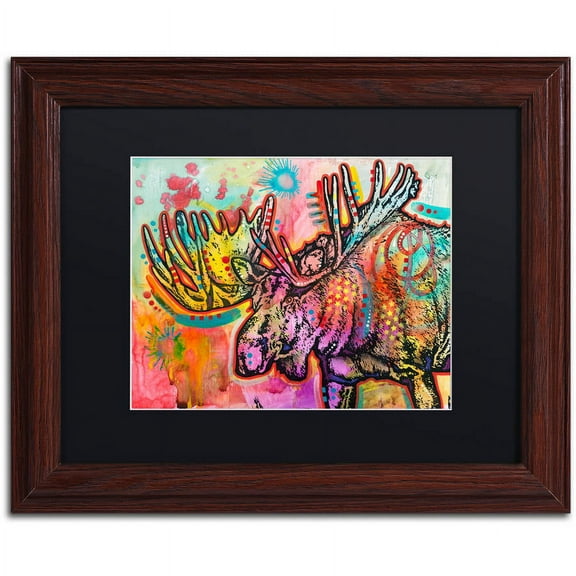 Trademark Fine Art "Moose" Canvas Art by Dean Russo, Black Matte, Wood Frame