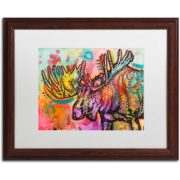 Trademark Fine Art "Moose" Canvas Art by Dean Russo, White Matte, Wood Frame