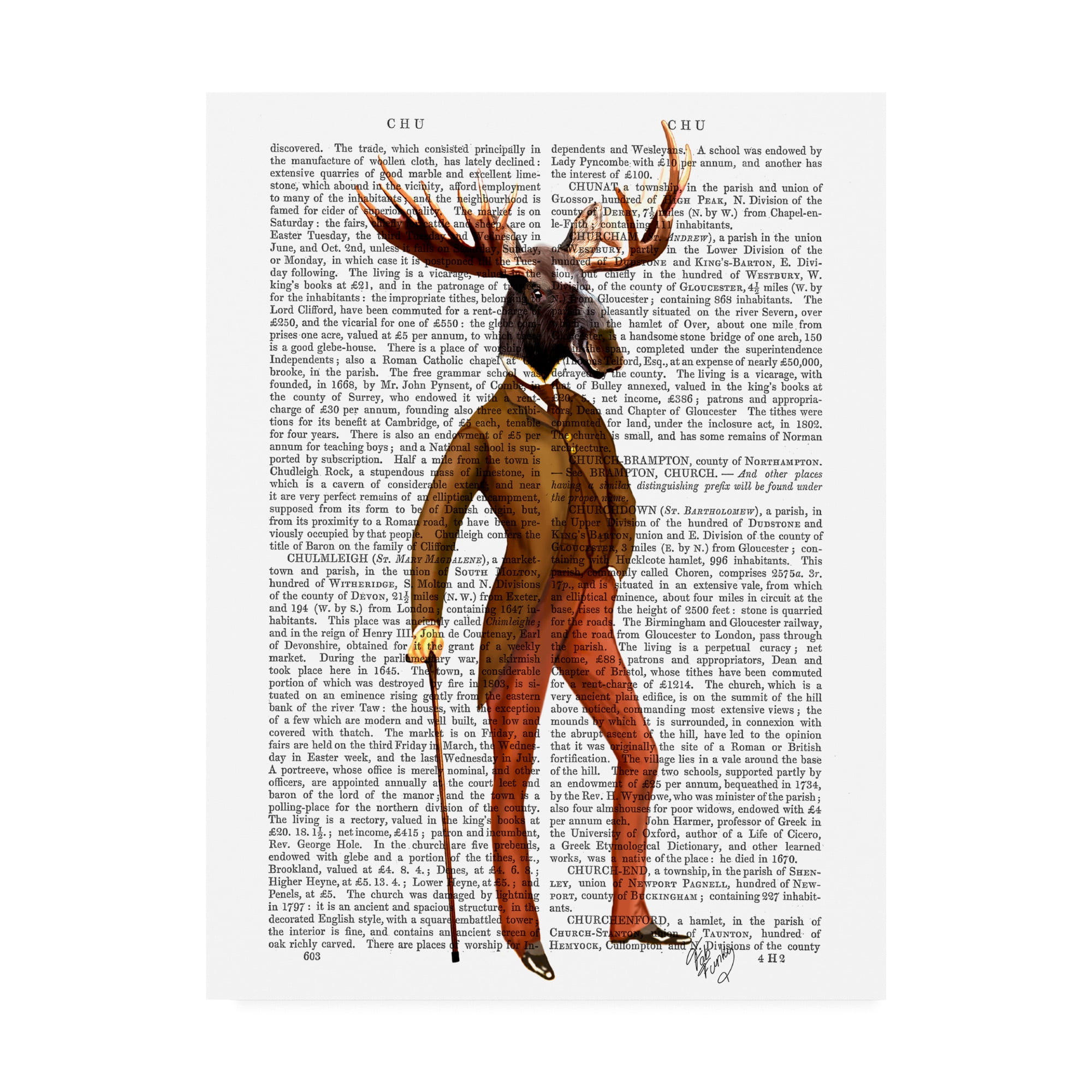 Trademark Fine Art 'Moose In Suit, Full Ill' Canvas Art by Fab Funky