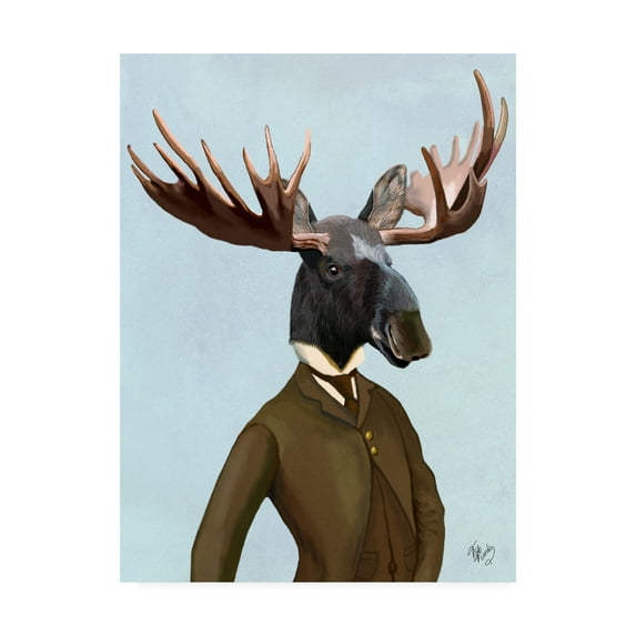 Trademark Fine Art 'Moose In Suit, Portrait' Canvas Art by Fab Funky