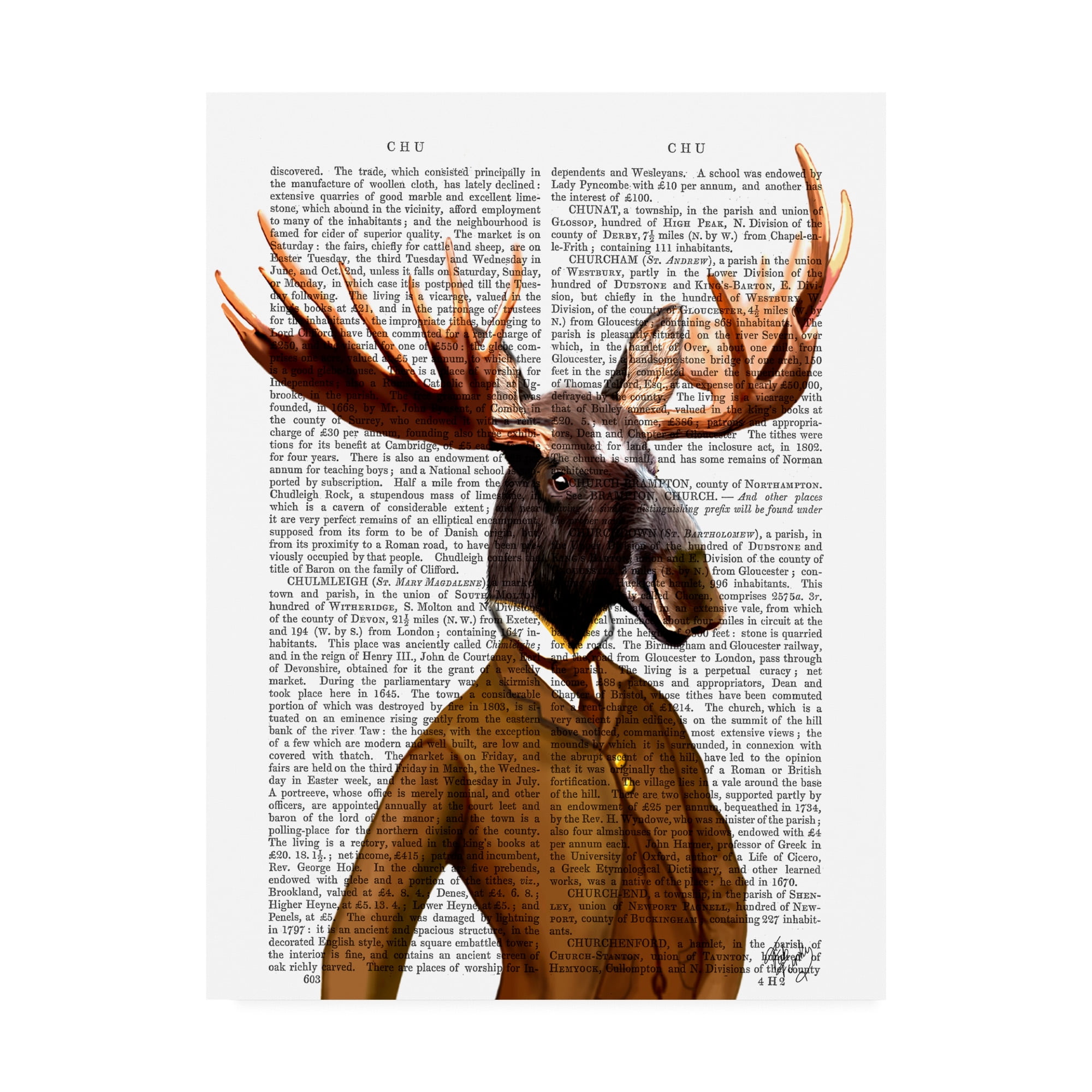 Trademark Fine Art 'Moose In Suit, Portrait Orange' Canvas Art by Fab Funky