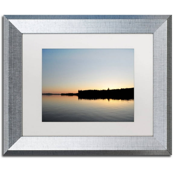 Trademark Fine Art 'Moosehead Lake Sunset' Canvas Art by Nicole Dietz, White Matte, Silver Frame