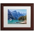 thumbnail image 1 of Trademark Fine Art 'Moraine Lake Canoes' Canvas Art by Pierre Leclerc, White Matte, Wood Frame, 1 of 4