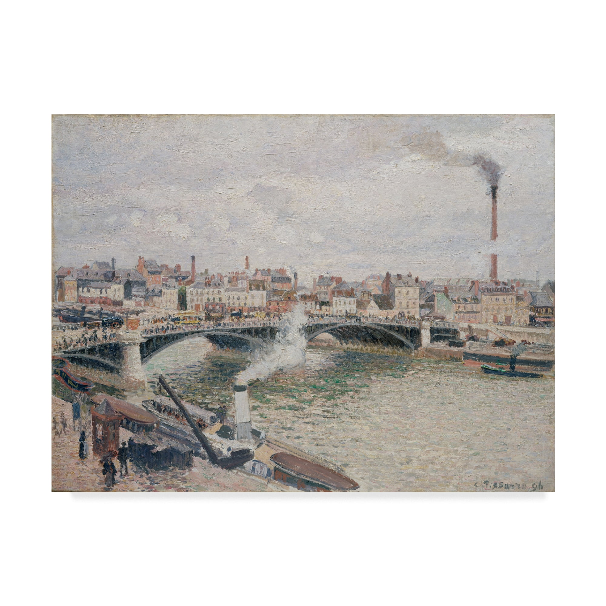 Trademark Fine Art 'Morning An Overcast Day Rouen' Canvas Art by Camille Pissarro
