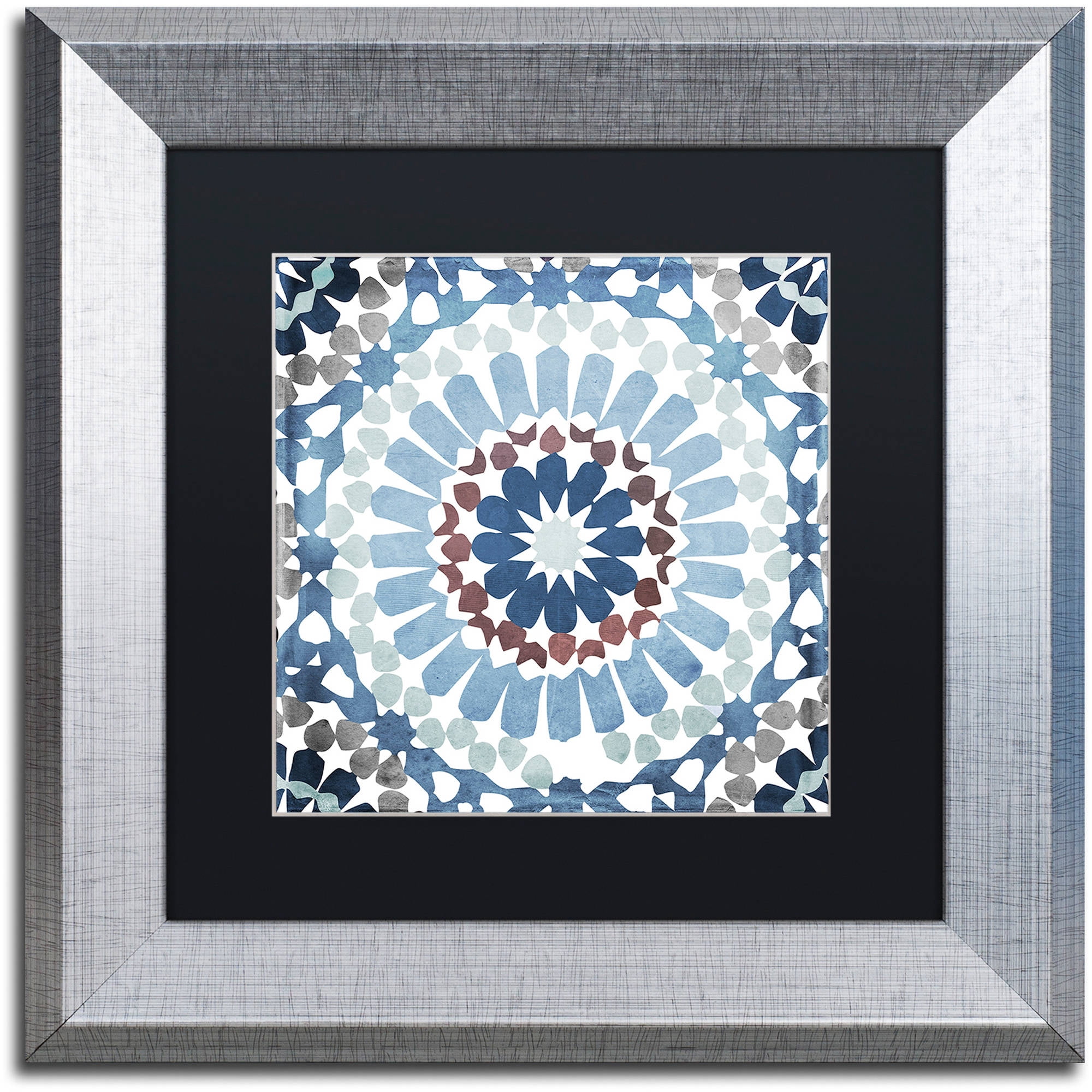 Trademark Fine Art "Moroccan Blues IV" Canvas Art by Color Bakery Black Matte, Silver Frame