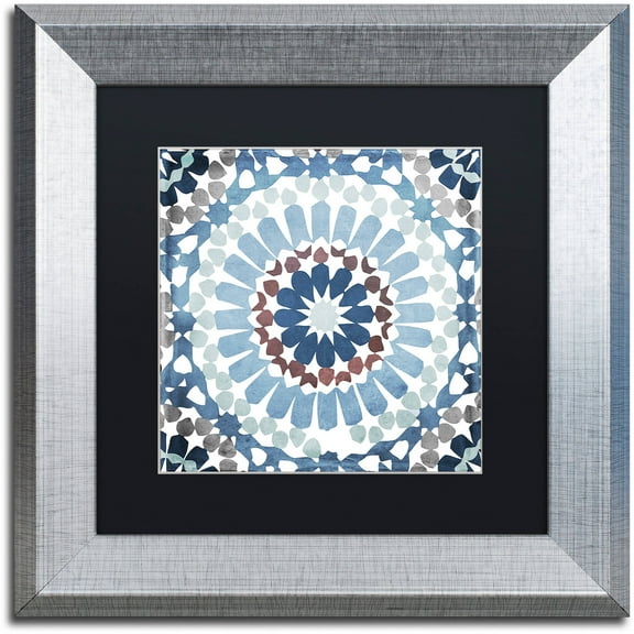 Trademark Fine Art "Moroccan Blues IV" Canvas Art by Color Bakery Black Matte, Silver Frame