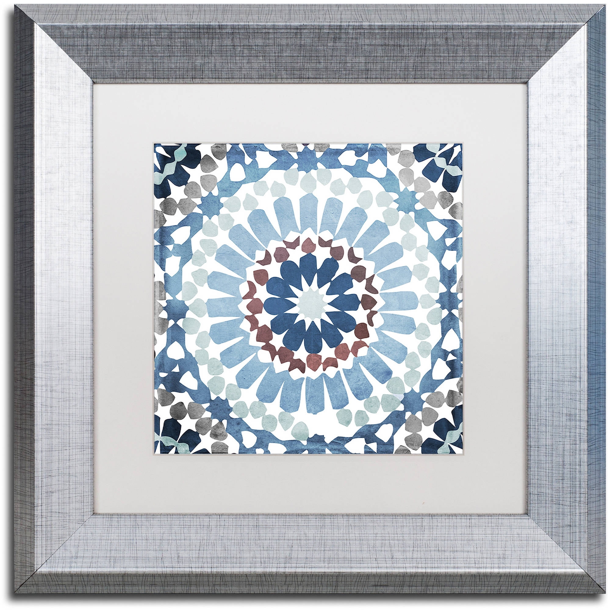 Trademark Fine Art "Moroccan Blues IV" Canvas Art by Color Bakery White Matte, Silver Frame