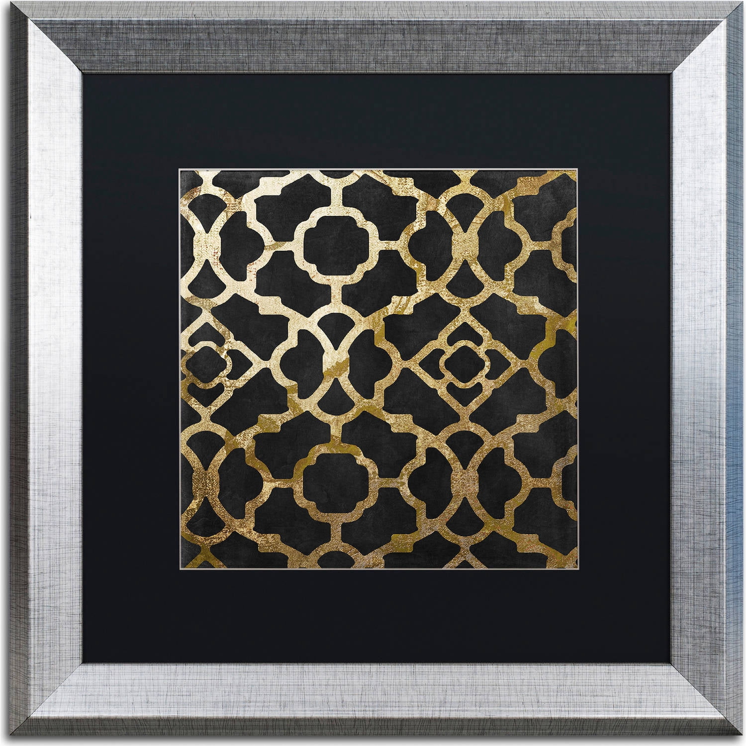 Trademark Fine Art "Moroccan Gold IV" Canvas Art by Color Bakery, Black Matte, Silver Frame
