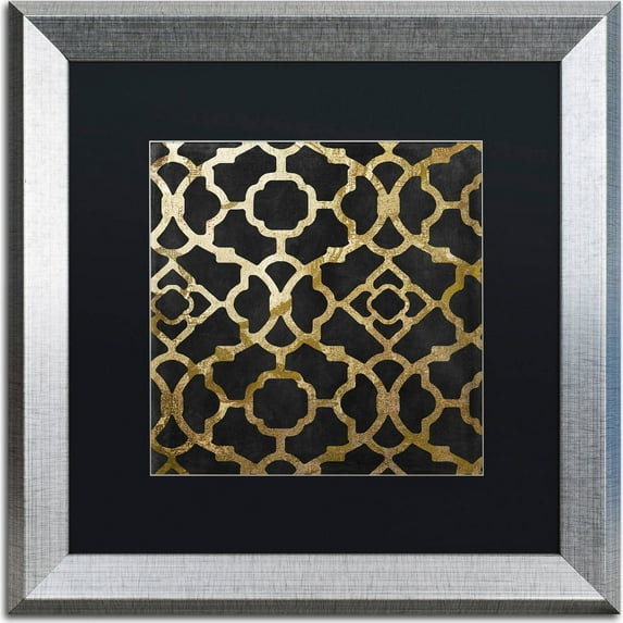 Trademark Fine Art "Moroccan Gold IV" Canvas Art by Color Bakery, Black Matte, Silver Frame