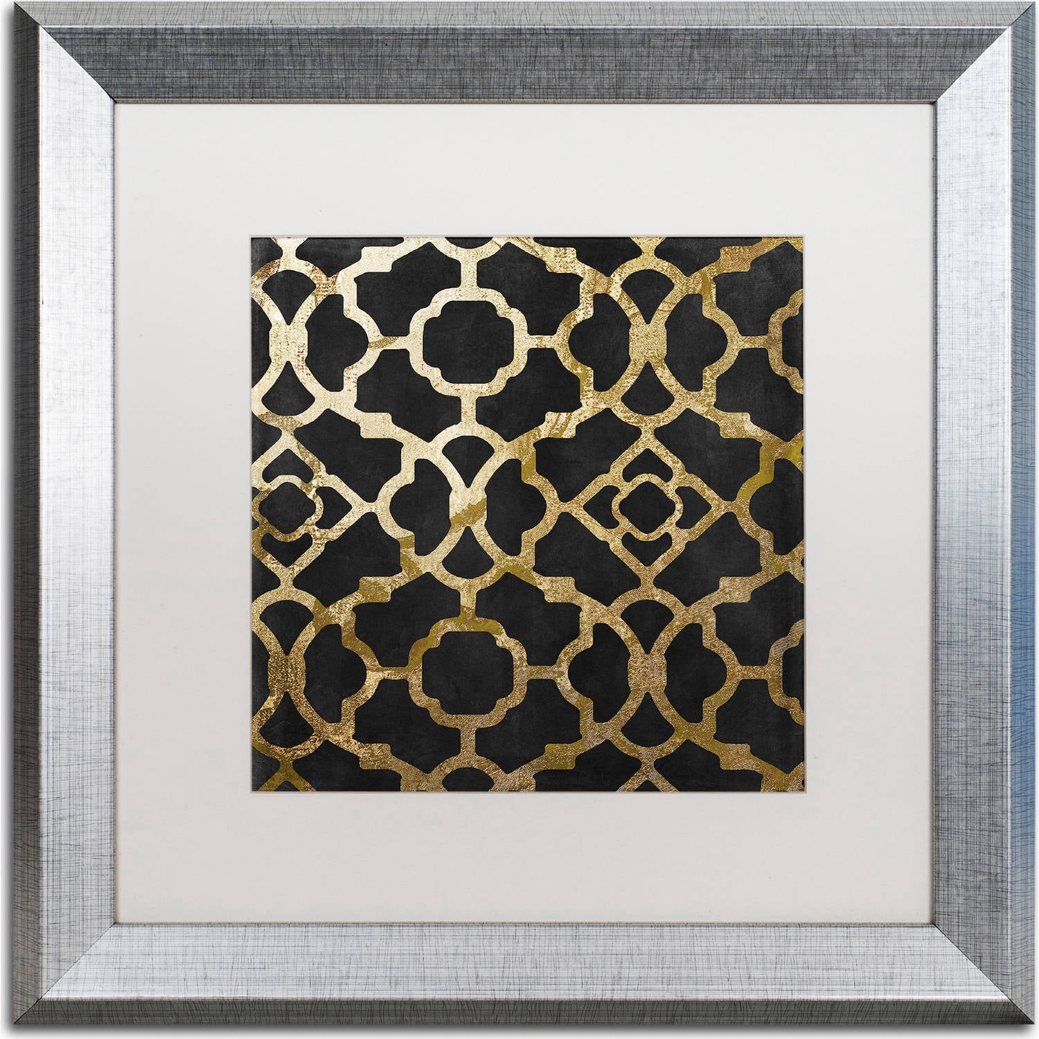 Trademark Fine Art "Moroccan Gold IV" Canvas Art by Color Bakery, White Matte, Silver Frame