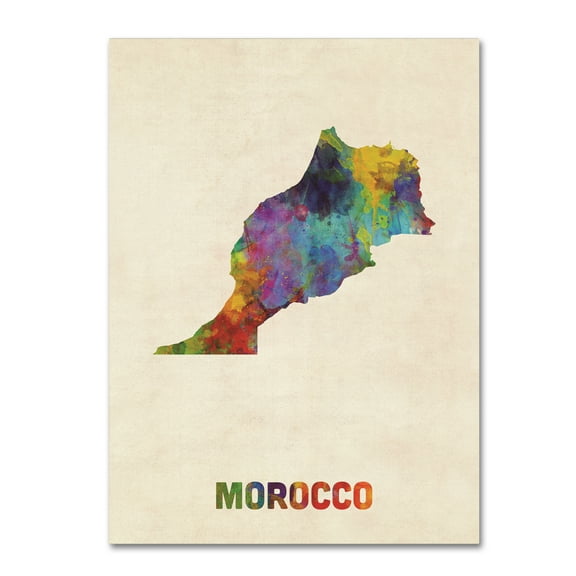 Trademark Fine Art 'Morocco Watercolor Map' Canvas Art by Michael Tompsett