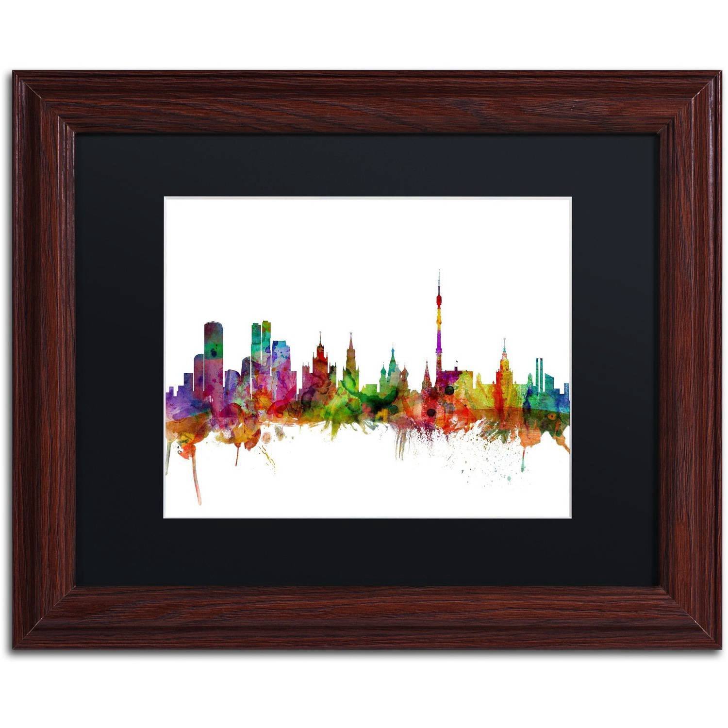 Trademark Fine Art "Moscow Russia Skyline" Canvas Art by Michael Tompsett Black Matte, Wood Frame