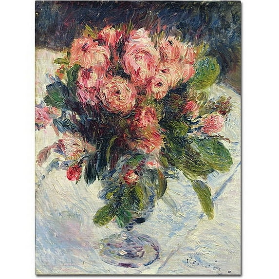 Trademark Fine Art "Moss Roses, 1890" Canvas Art by Pierre-Auguste Renoir