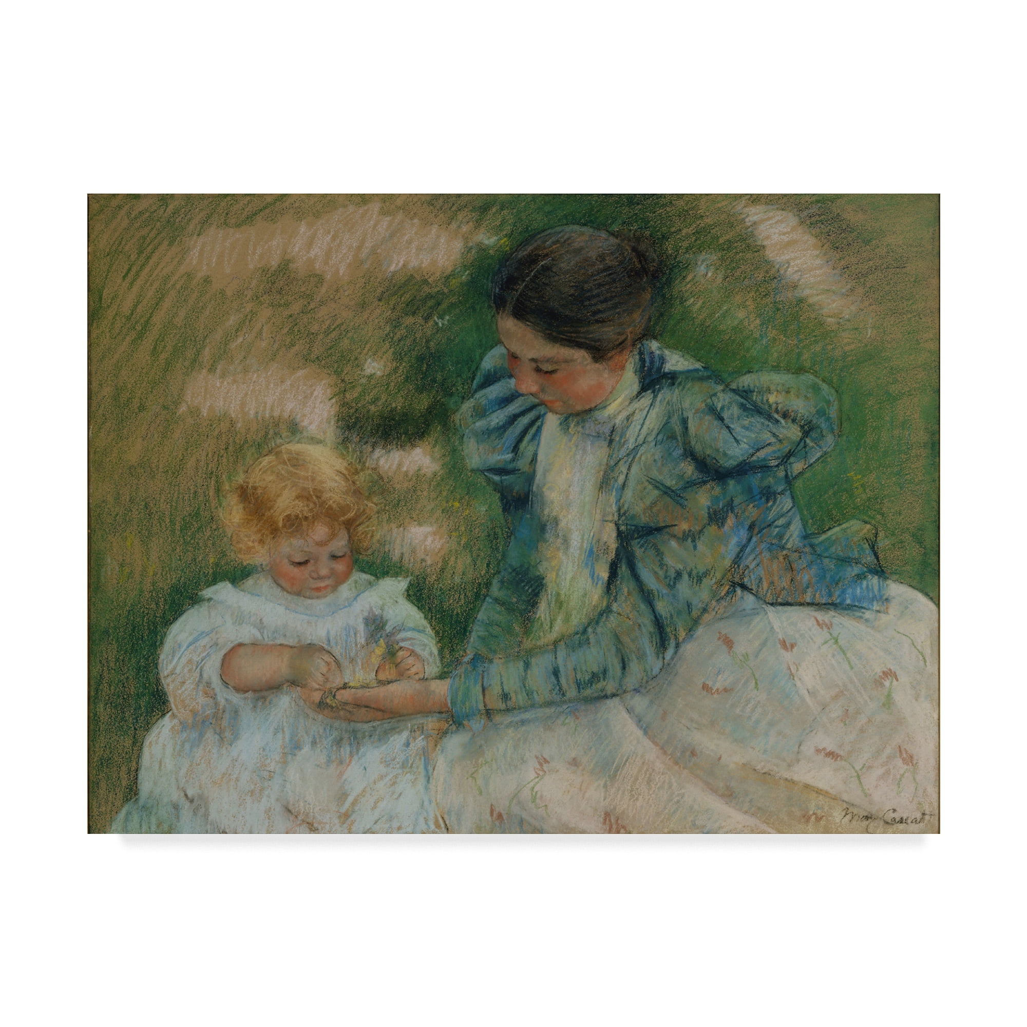 Traditional 18" x 24" Canvas Art of Mother and Child in Grass
