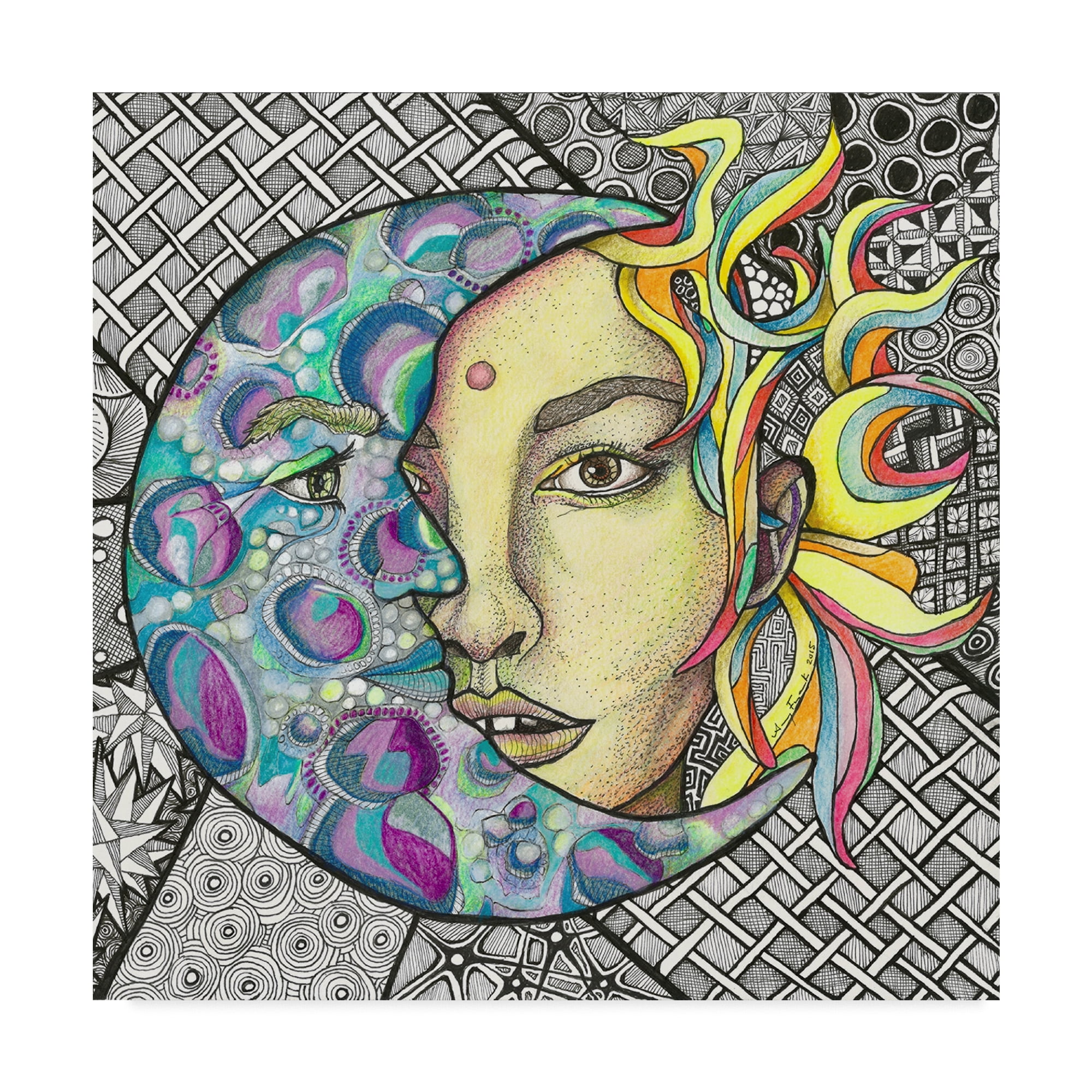 Colorful Abstract Square Canvas Art with Hidden Frame