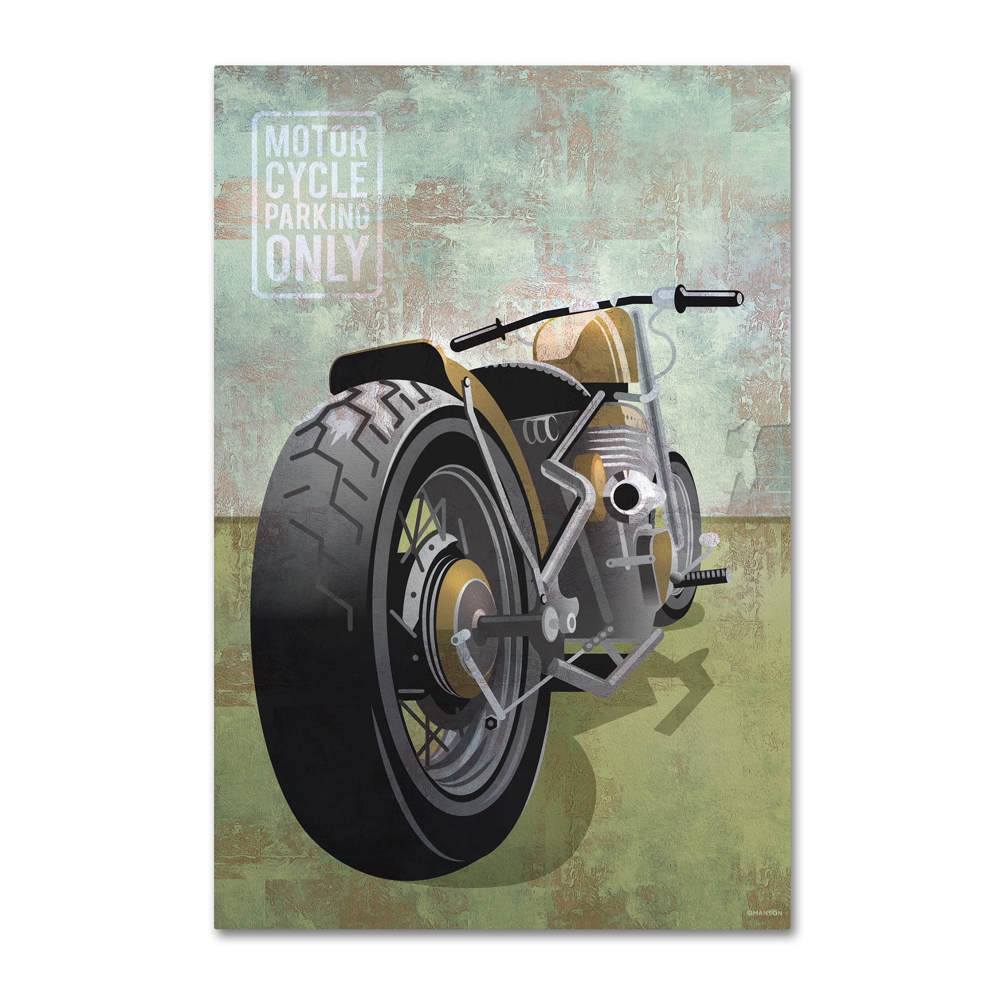Moto Motorcycle Parking Only Modern Canvas Art