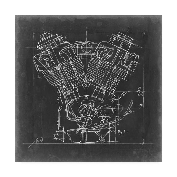 Trademark Fine Art 'Motorcycle Engine Blueprint I' Canvas Art by Ethan Harper