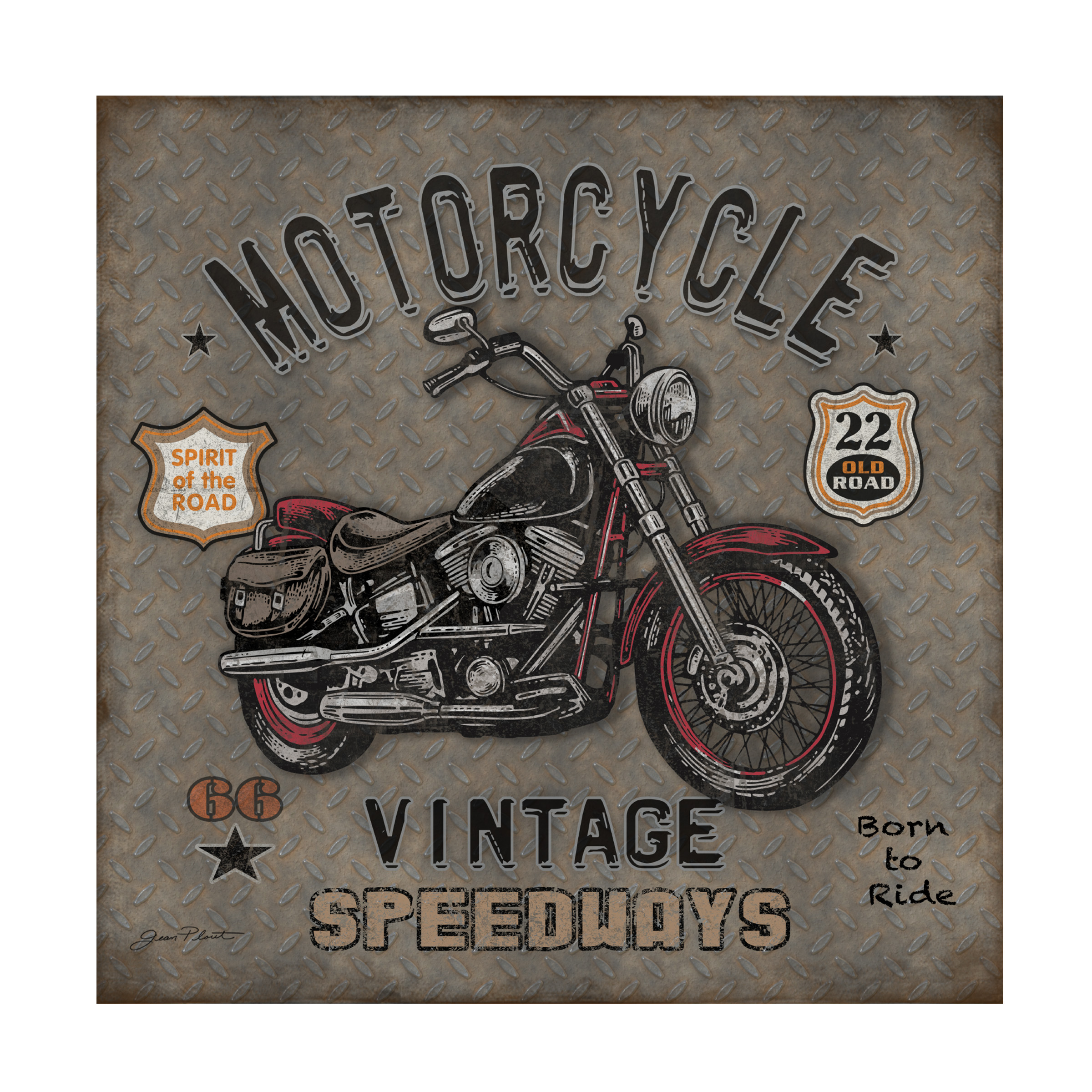 Trademark Fine Art 'Motorcycle Speedway 1' Canvas Art by Jean Plout