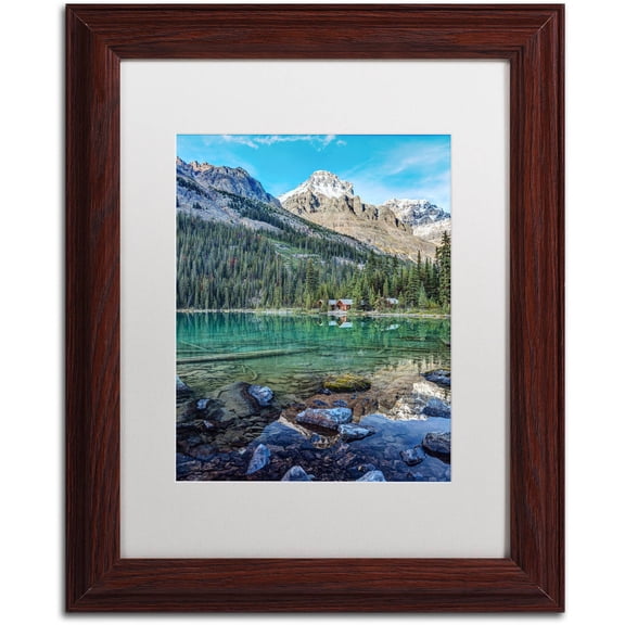 Trademark Fine Art 'Mount Huber Reflection' Canvas Art by Pierre Leclerc, White Matte, Wood Frame
