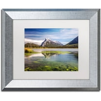 Trademark Fine Art 'Mount Rundle Banff' Canvas Art by Pierre Leclerc, White Matte, Silver Frame
