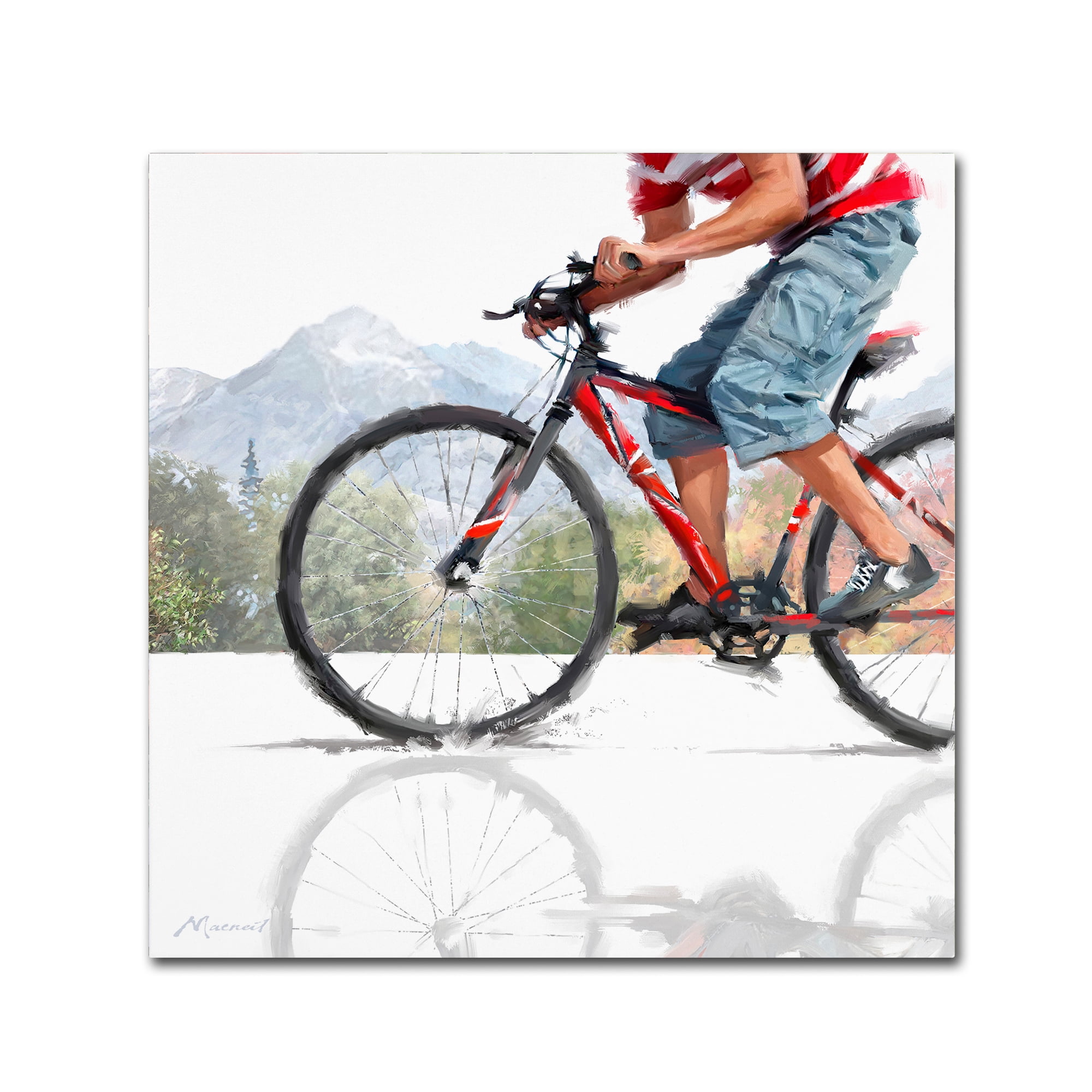 Modern Red Mountain Bike Canvas Art 24 x 24 Inches