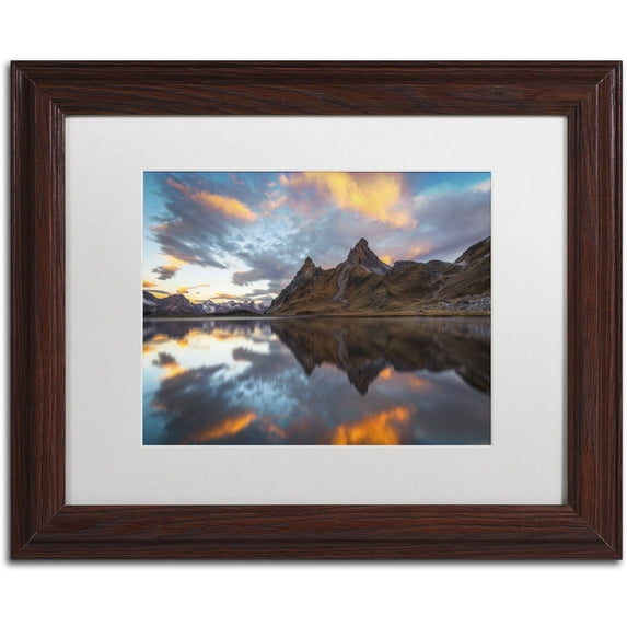 Trademark Fine Art 'Mountain of Fire' Canvas Art by Mathieu Rivrin, White Matte, Wood Frame
