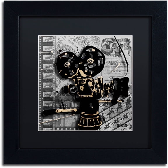 Trademark Fine Art "Movie Camera" Canvas Art by Roderick Stevens, Black Matte, Black Frame