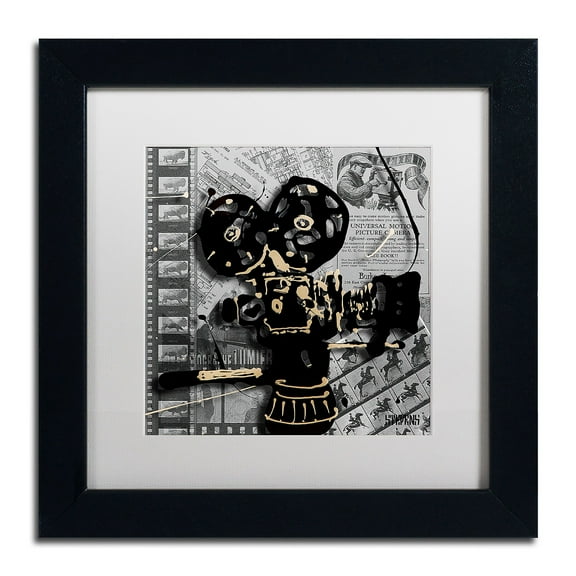 Trademark Fine Art "Movie Camera" Canvas Art by Roderick Stevens, White Matte, Black Frame
