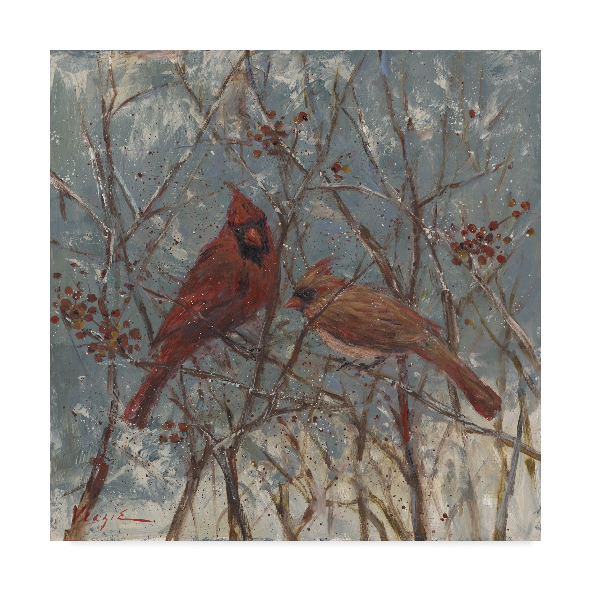 Trademark Fine Art 'Mr And Mrs Cardinal' Canvas Art by Mary Miller Veazie