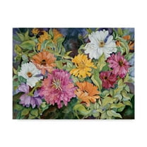 Trademark Fine Art 'Multi-Colored Zinnias' Canvas Art by Joanne Porter