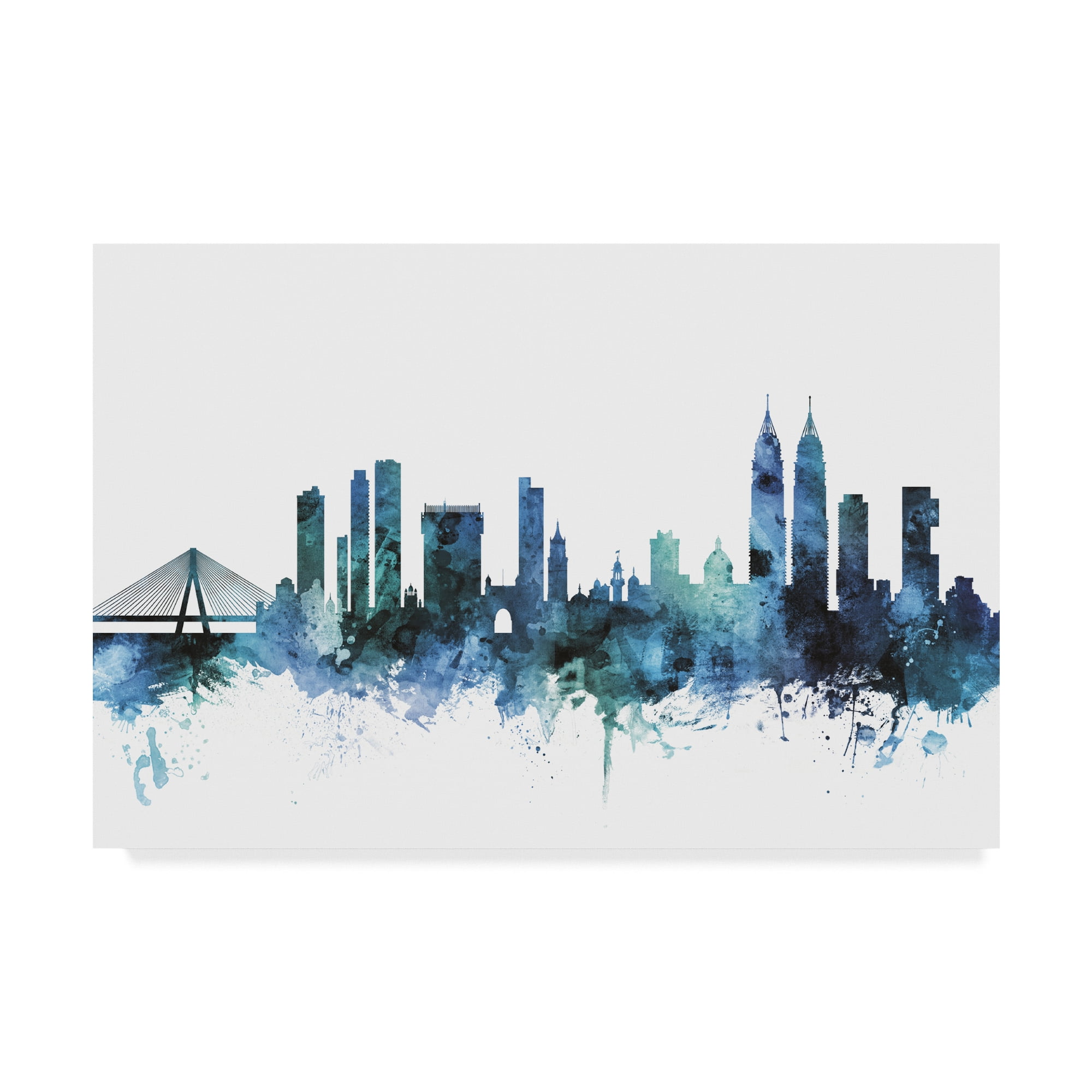 Trademark Fine Art 'Mumbai Blue Teal Skyline' Canvas Art by Michael Tompsett