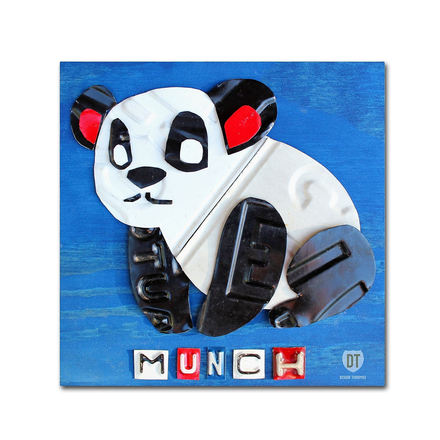 Munch the Panda Abstract Canvas Art with License Plates