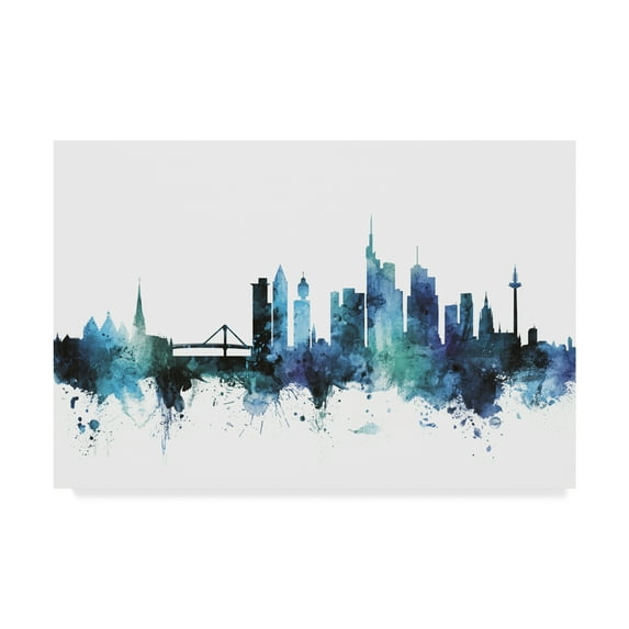 Trademark Fine Art 'Munich Germany Blue Teal Skyline' Canvas Art by Michael Tompsett